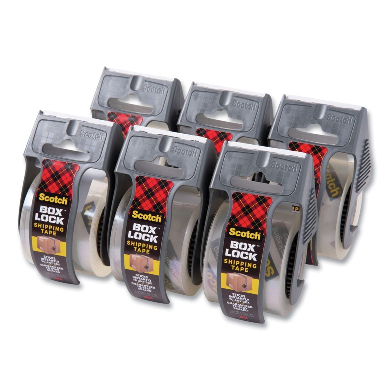 Scotch 1.5 in. Core with Dispenser 1.88 in. x 22.2 yards Box Lock Shipping Packaging Tape - Clear (6/Pack)